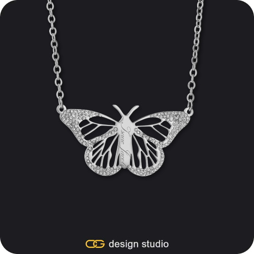 CustomGld Personalized Engraved Stainless Steel Butterfly Necklace - Waterproof & Tarnish Free