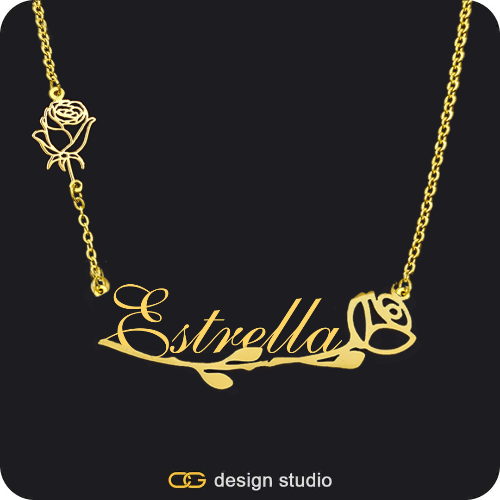 The Rosebud Underlined Name Necklace