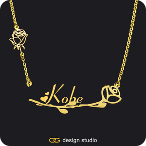 The Rosebud Underlined Name Necklace