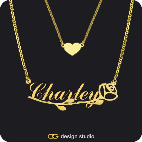 The Rosebud Underlined Name Necklace