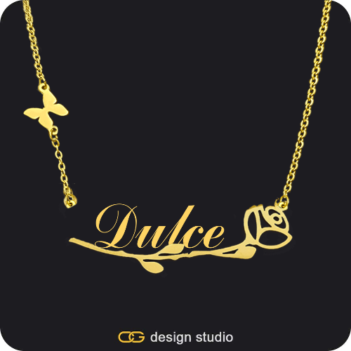 The Rosebud Underlined Name Necklace