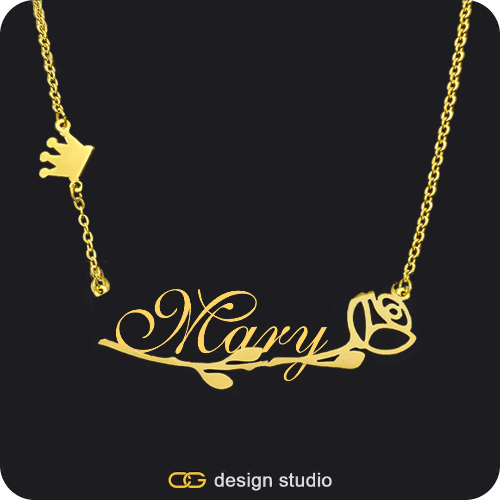The Rosebud Underlined Name Necklace