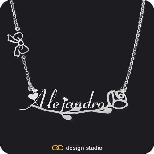 The Rosebud Underlined Name Necklace