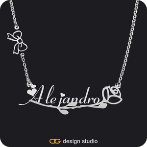 The Rosebud Underlined Name Necklace