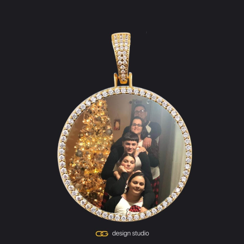 Custom Photo Pendant - Gold / Circle (4 cm) / Cuban (3mm)