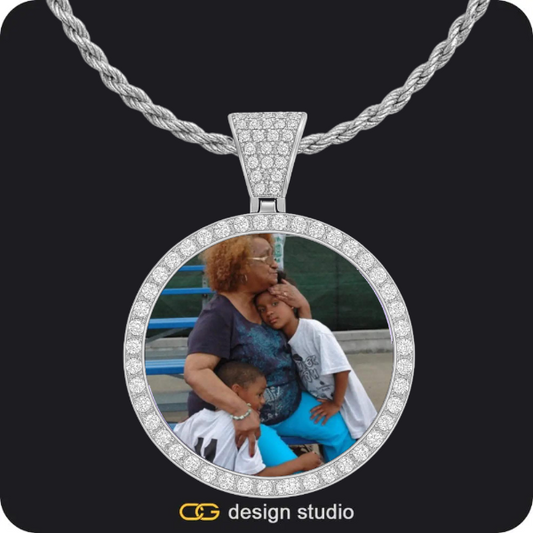Custom Photo Pendant - Silver / Circle (4 cm) / Rope