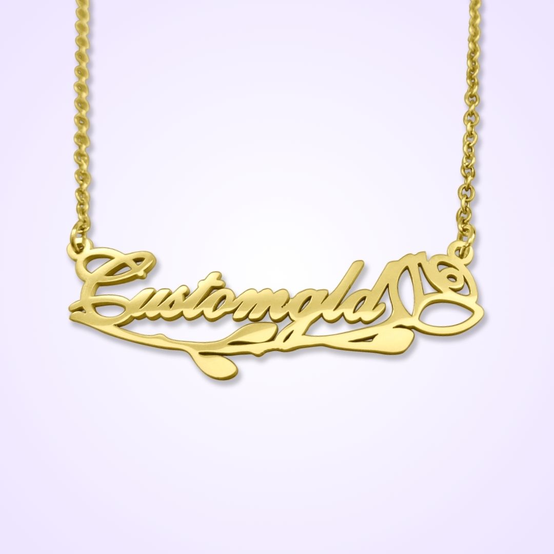 The Rosebud Underlined Name Necklace