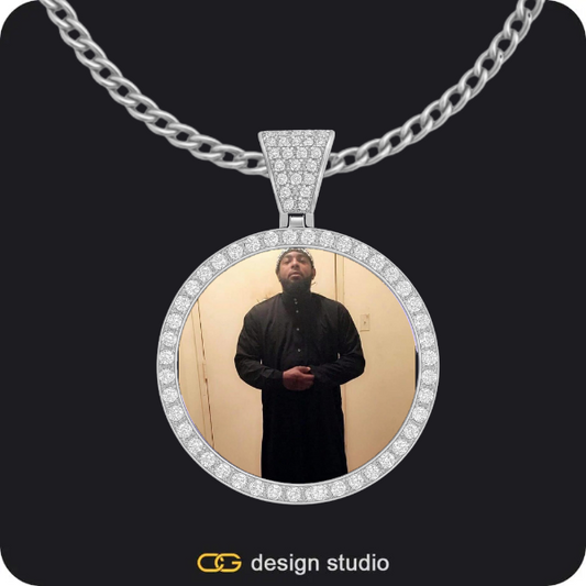 Custom Photo Pendant - Silver / Circle (3 cm) / Cuban (3mm)