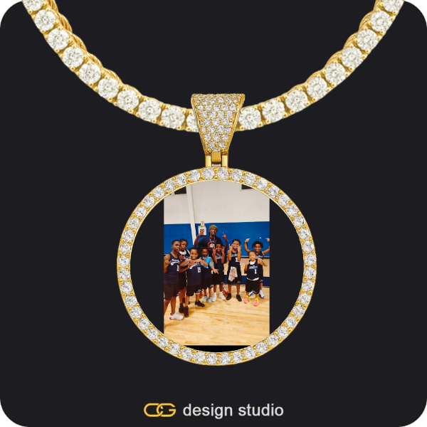 Custom Photo Pendant - Gold / Circle (3 cm) / Rope