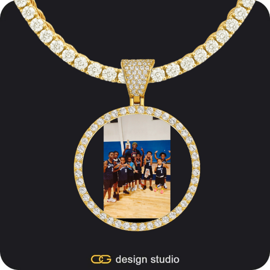 Custom Photo Pendant - Gold / Circle (3 cm) / Rope