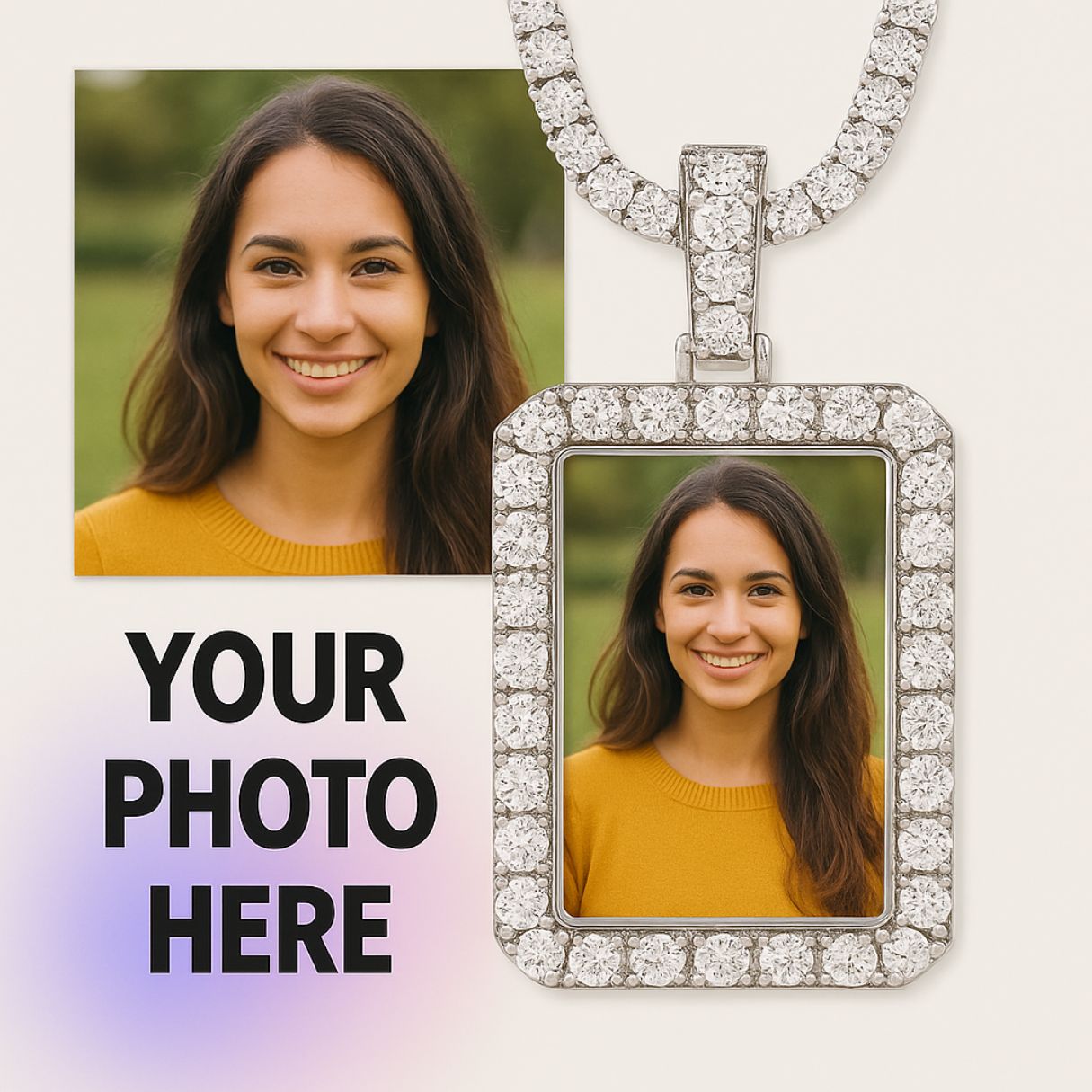 Custom Rectangle Photo Pendant