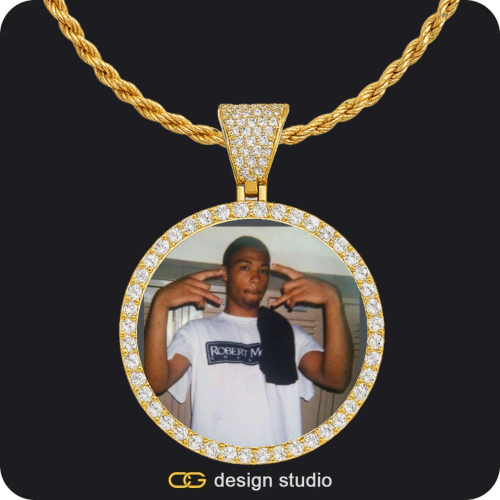 Custom Photo Pendant - Gold / Circle (4 cm) / Rope