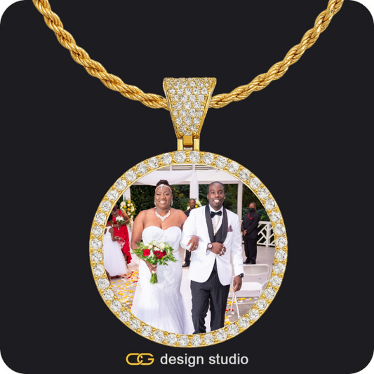 Custom Photo Pendant - Gold / Circle (4 cm) / Rope