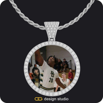 Custom Photo Pendant - Silver / Circle (4 cm) / Tennis,Custom Photo Pendant - Gold / Circle (4 cm) / Tennis,Custom Photo Pendant - Silver / Circle (4 cm) / Rope
