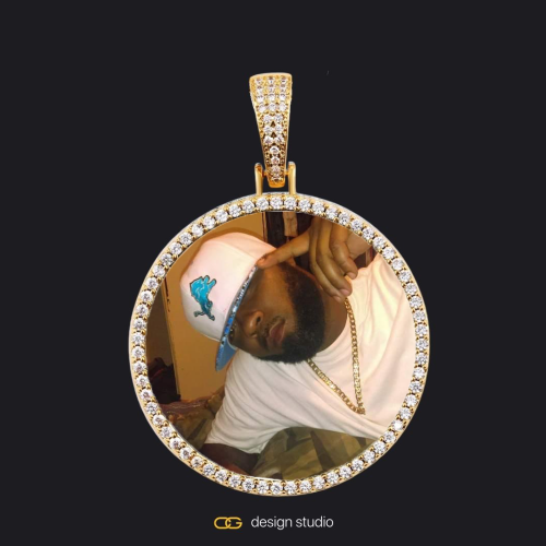 Custom Photo Pendant - Gold / Circle (4 cm) / Rope