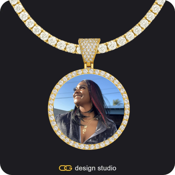 Custom Photo Pendant - Gold / Circle (3 cm) / Tennis