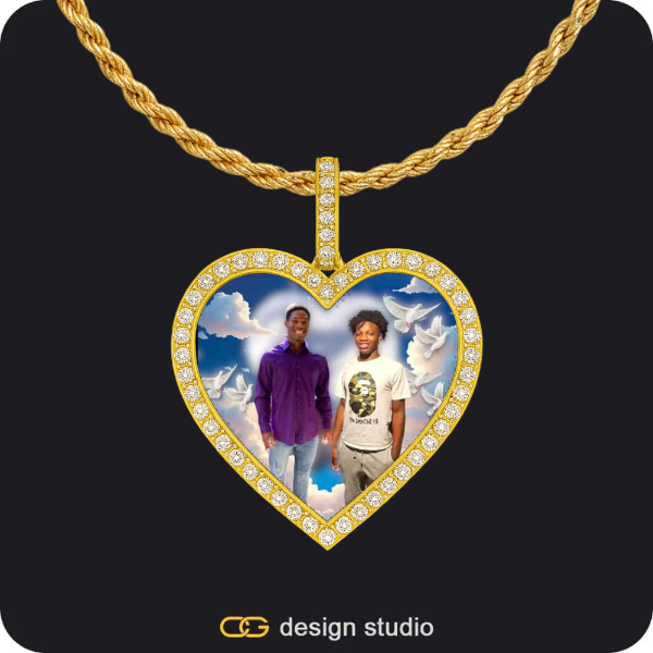 Custom Photo Pendant - Gold / Heart / Rope