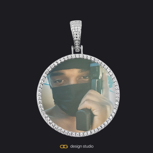 Custom Photo Pendant - Silver / Circle (4 cm) / Cuban (10mm)