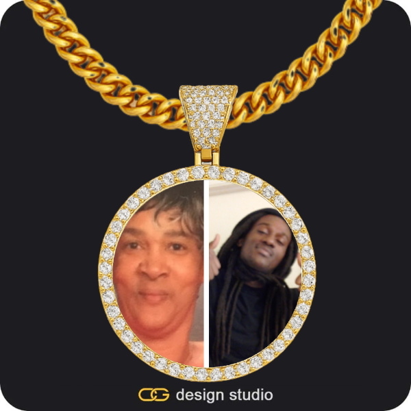 Custom Photo Pendant - Gold / Circle (4 cm) / Cuban (5mm)