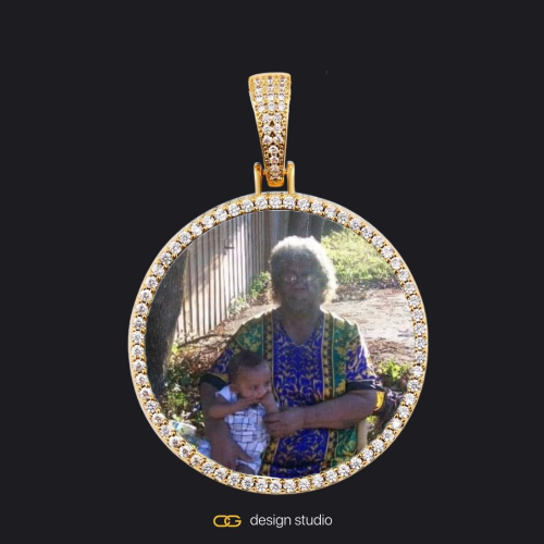 Custom Photo Pendant - Gold / Circle (4 cm) / Cuban (5mm)