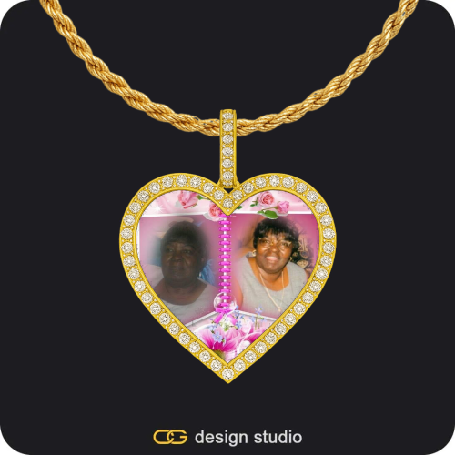 Custom Photo Pendant - Gold / Heart / Rope