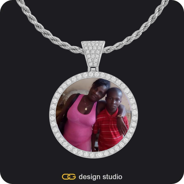 Custom Photo Pendant - Silver / Circle (3 cm) / Rope