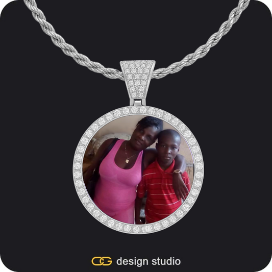 Custom Photo Pendant - Silver / Circle (3 cm) / Rope