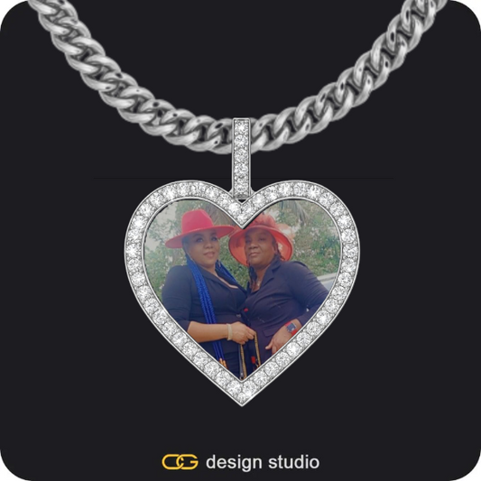 Custom Photo Pendant - Silver / Heart / Cuban (5mm)