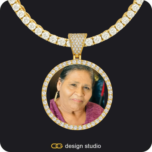 Custom Photo Pendant - Gold / Circle (3 cm) / Rope
