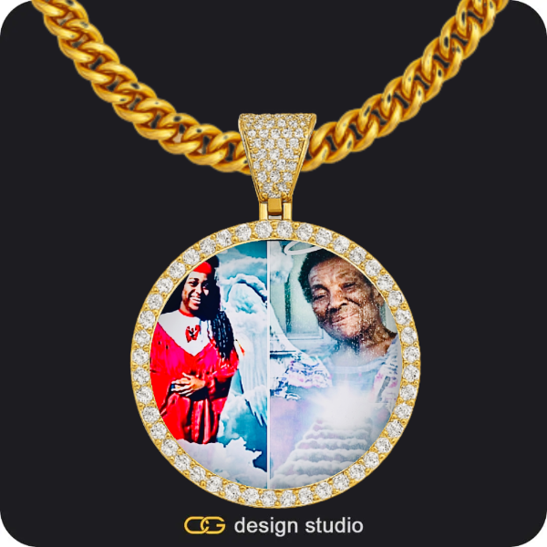Custom Photo Pendant - Gold / Circle (4 cm) / Cuban (5mm)