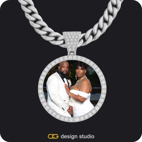 Custom Photo Pendant - Silver / Circle (3 cm) / Cuban (10mm)