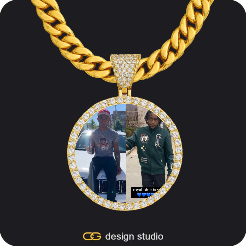 Custom Photo Pendant - Gold / Circle (3 cm) / Cuban (10mm)