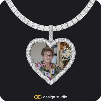 Custom Photo Pendant - Silver / Heart / Tennis,Custom Photo Pendant - Silver / Circle (4 cm) / Rope,Custom Photo Pendant - Silver / Circle (4 cm) / Rope