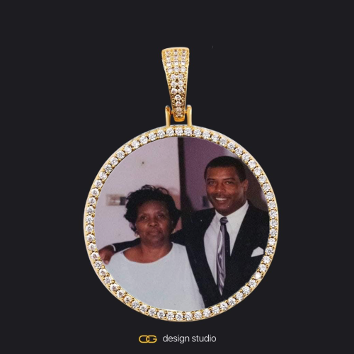 Custom Photo Pendant - Gold / Circle (4 cm) / Cuban (10mm)