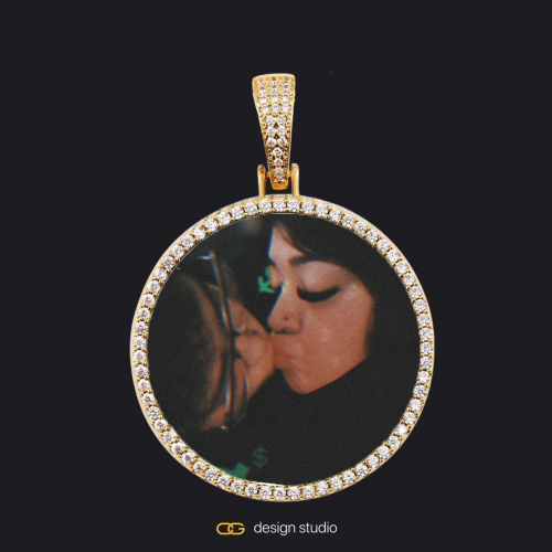 Custom Photo Pendant - Gold / Circle (3 cm) / Cuban (3mm)