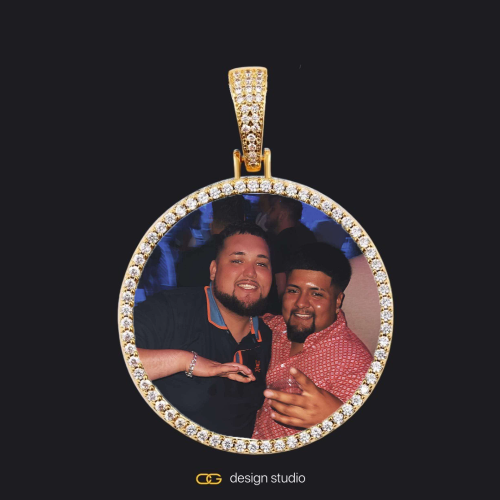 Custom Photo Pendant - Gold / Circle (4 cm) / Rope