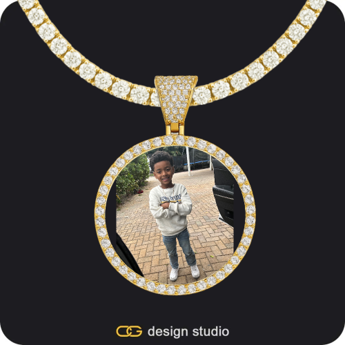 Custom Photo Pendant - Gold / Circle (3 cm) / Tennis