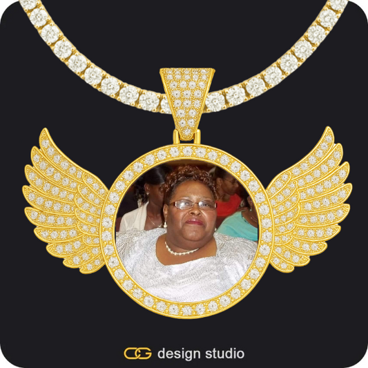 Custom Photo Pendant - Gold / Wings / Tennis