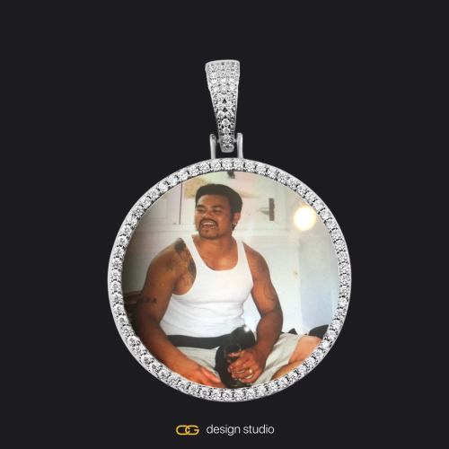 Custom Photo Pendant - Silver / Circle (4 cm) / Rope