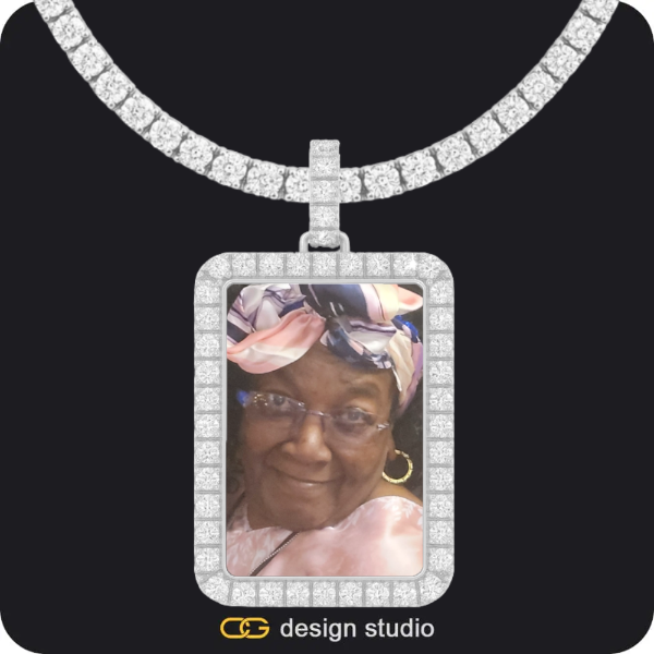 Custom Photo Pendant - Silver / Rectangle / Tennis