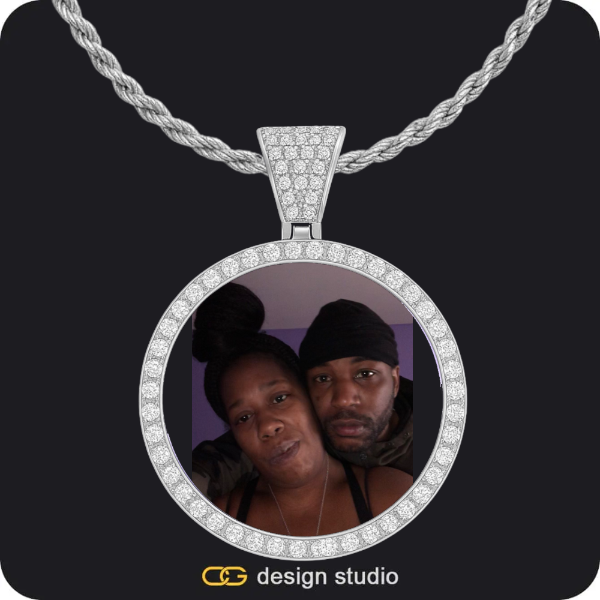 Custom Photo Pendant - Silver / Circle (4 cm) / Rope