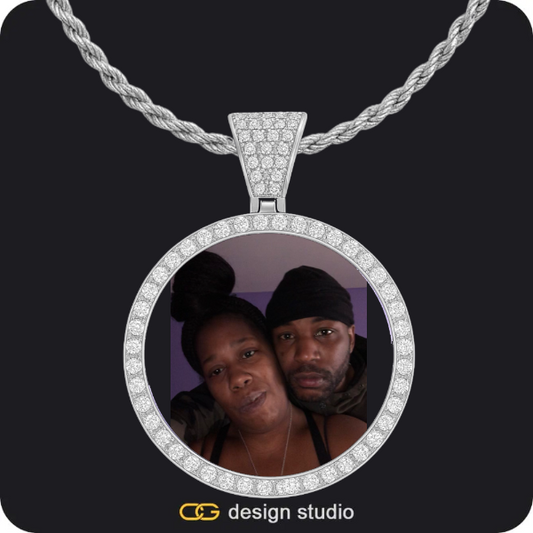 Custom Photo Pendant - Silver / Circle (4 cm) / Rope