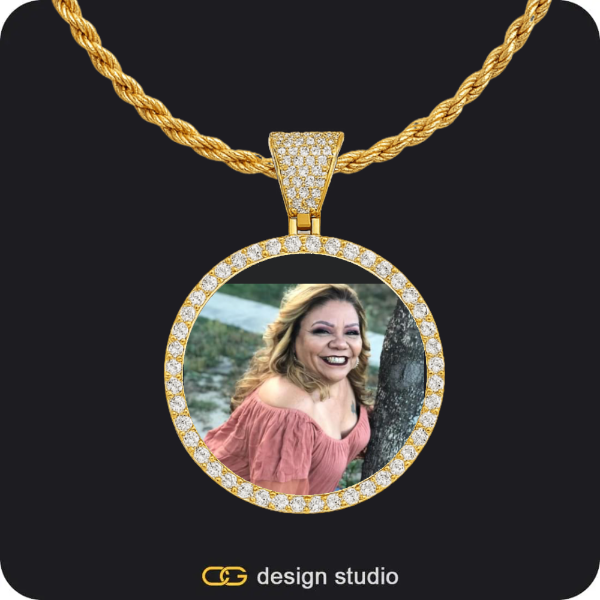 Custom Photo Pendant - Gold / Circle (3 cm) / Rope