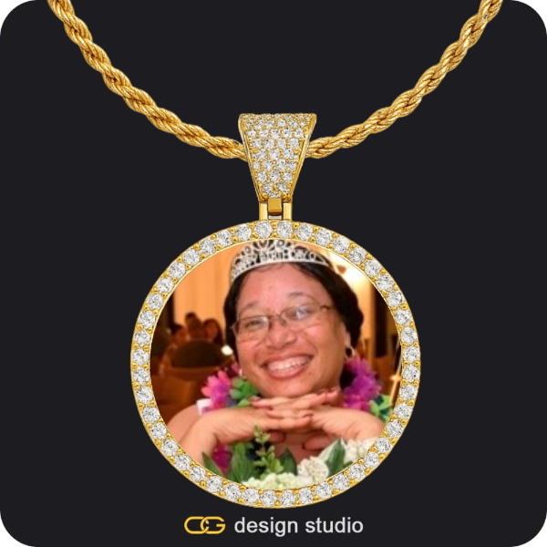 Shell Initial Necklace - Z / Silver,Custom Photo Pendant - Gold / Circle (4 cm) / Rope