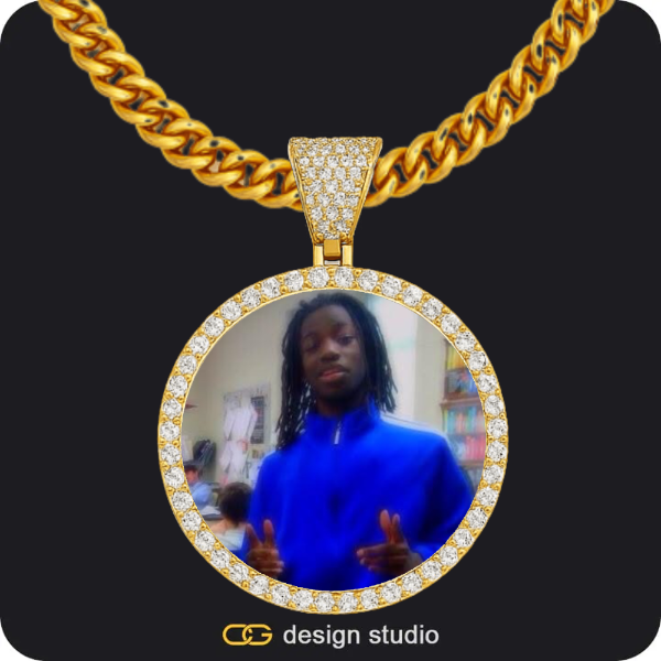 Custom Photo Pendant - Gold / Circle (4 cm) / Cuban (5mm)