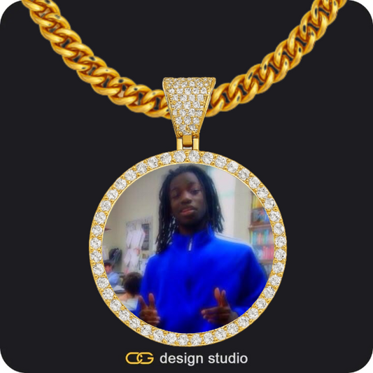 Custom Photo Pendant - Gold / Circle (4 cm) / Cuban (5mm)