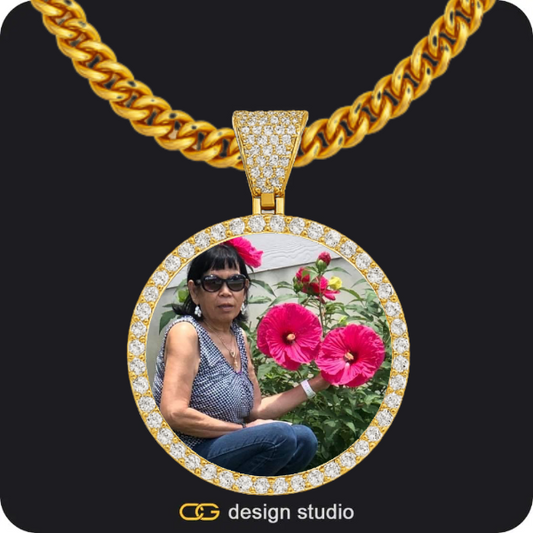 Custom Photo Pendant - Gold / Circle (4 cm) / Cuban (5mm)