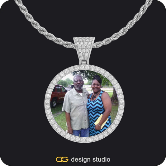 Custom Photo Pendant - Silver / Circle (3 cm) / Rope