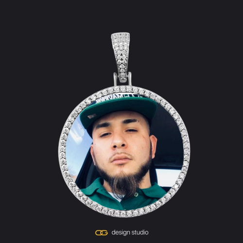 Custom Photo Pendant - Silver / Circle (4 cm) / Cuban (5mm)