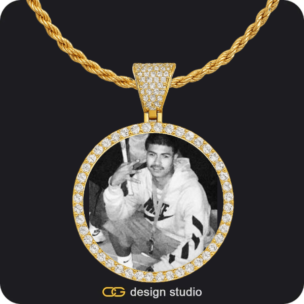 Custom Photo Pendant - Gold / Circle (4 cm) / Rope